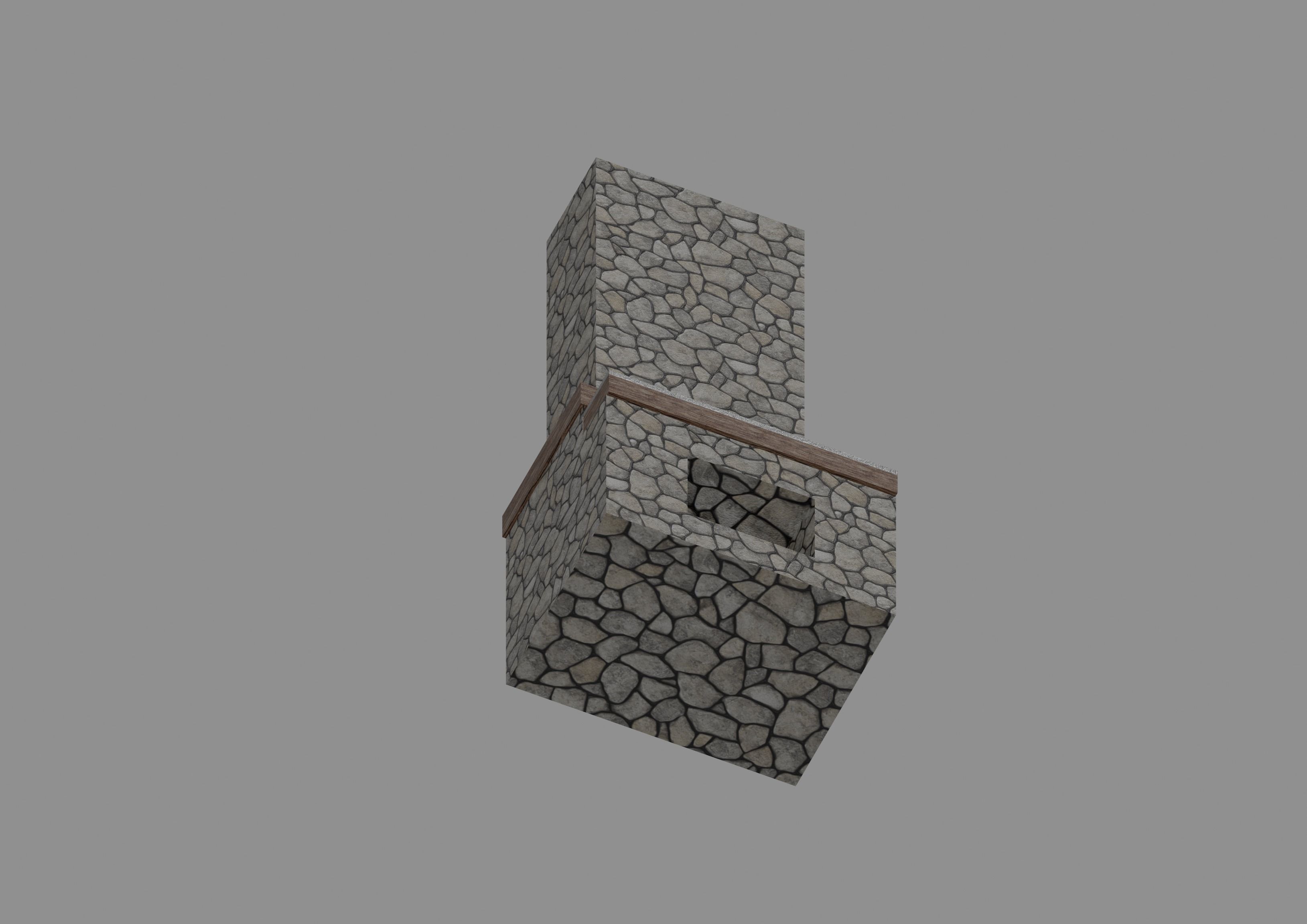 Fireplace Low-poly 3D model_4