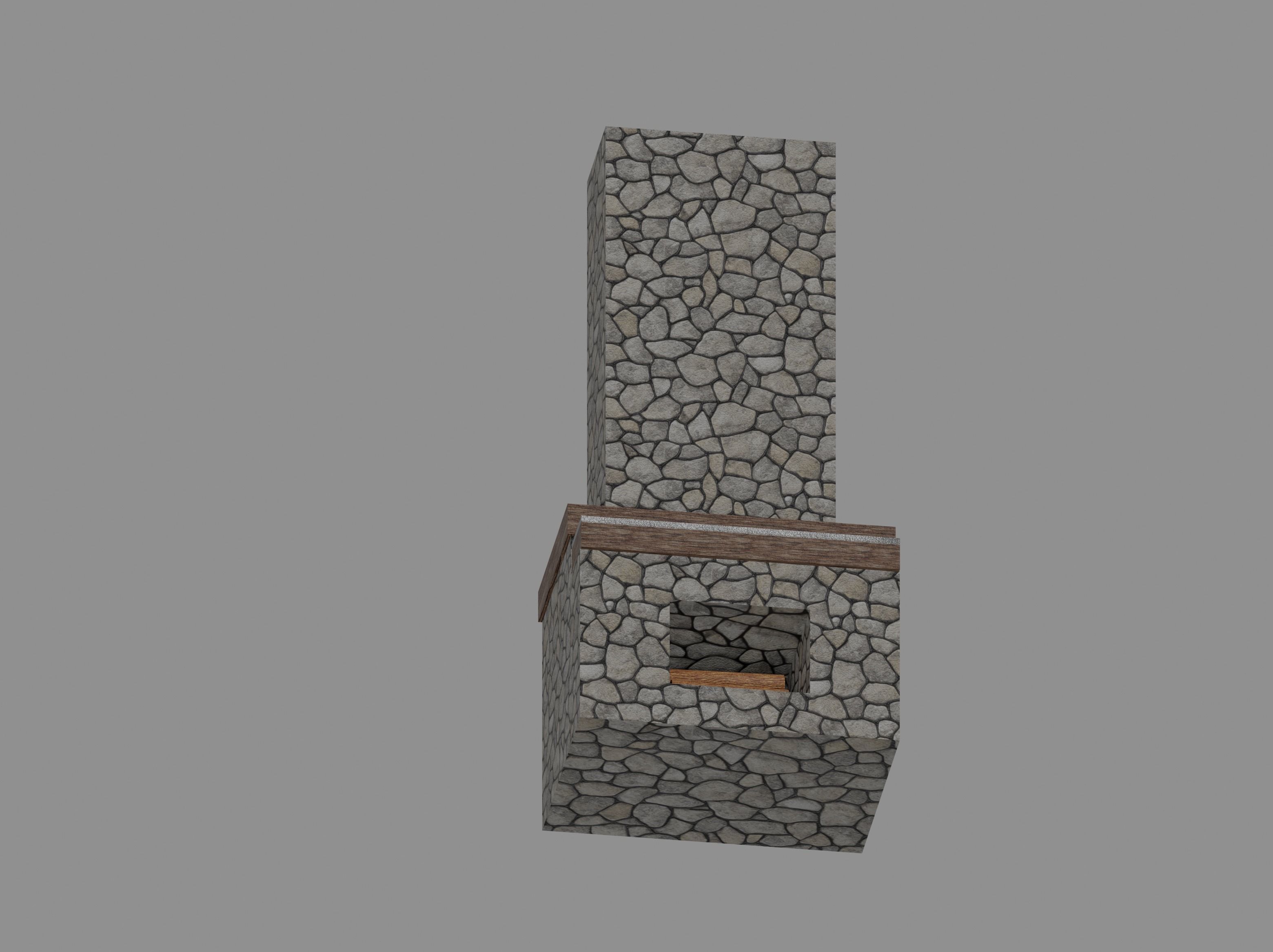 Fireplace Low-poly 3D model_3