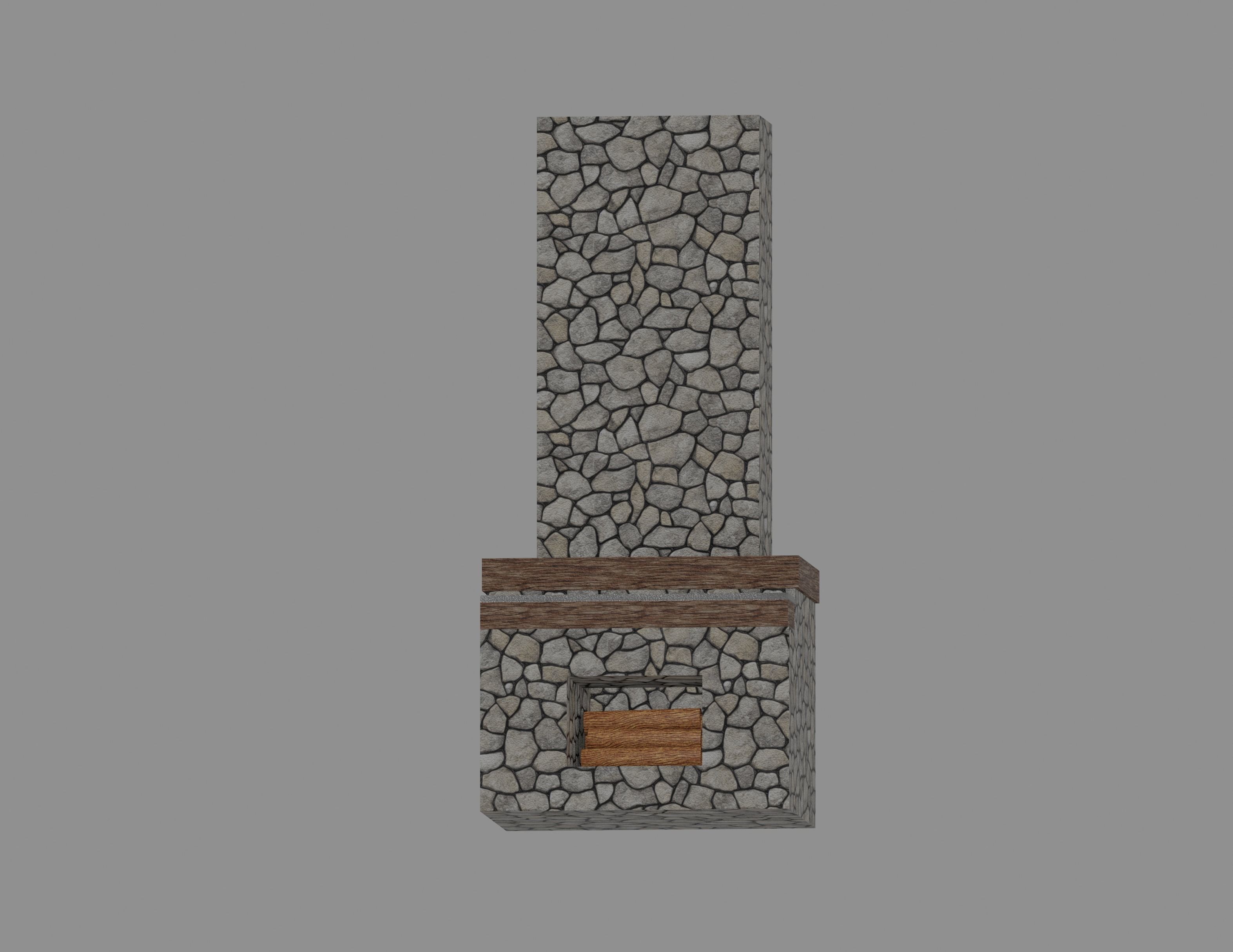 Fireplace Low-poly 3D model_2