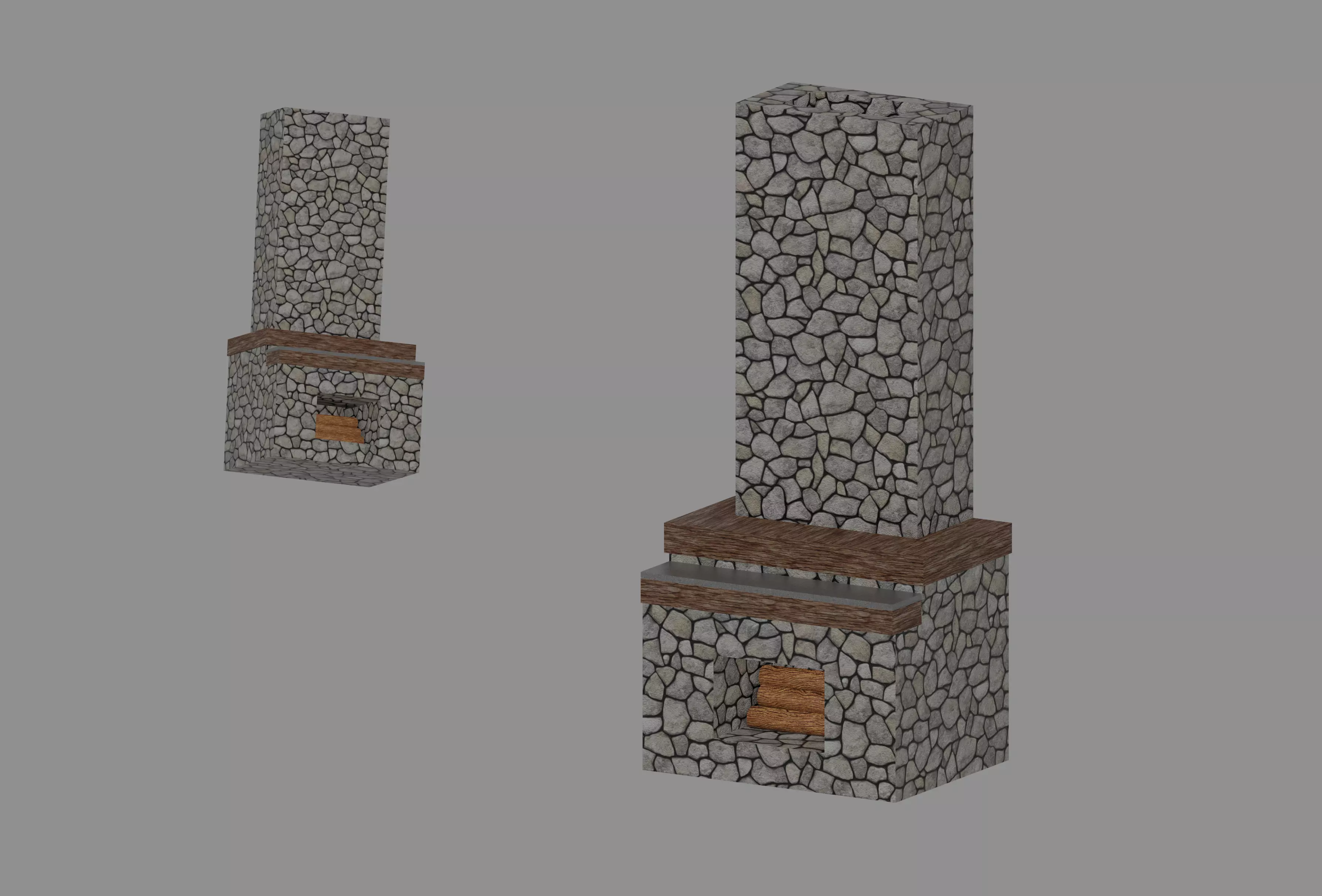 Fireplace Low-poly 3D model_0
