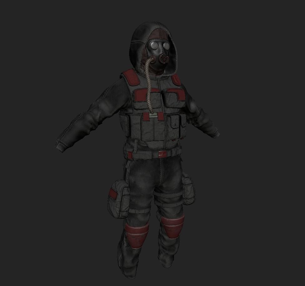 Stalker like suit for Dayz Low-poly 3D model_2