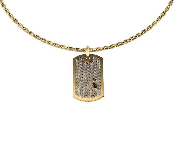 Men Dog Tag Diamond Pendants 3D print model