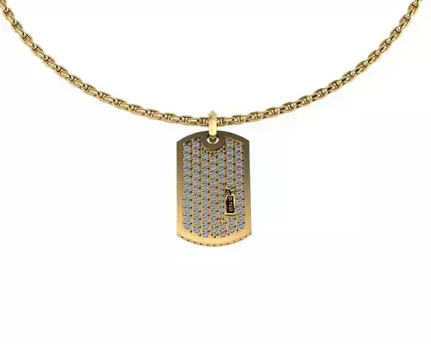 Men Dog Tag Diamond Pendants