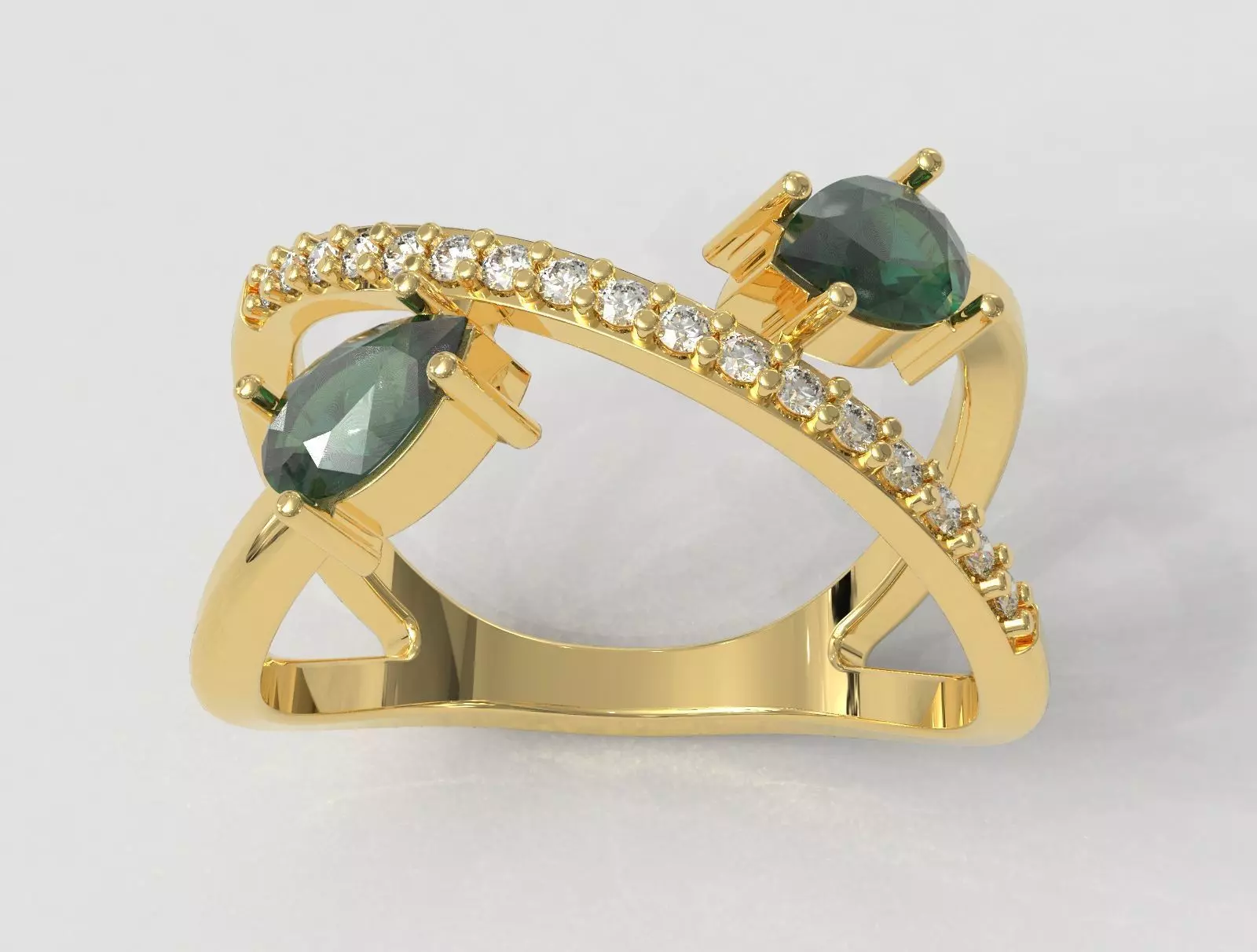 Modern Gemstone Ring 3D print model