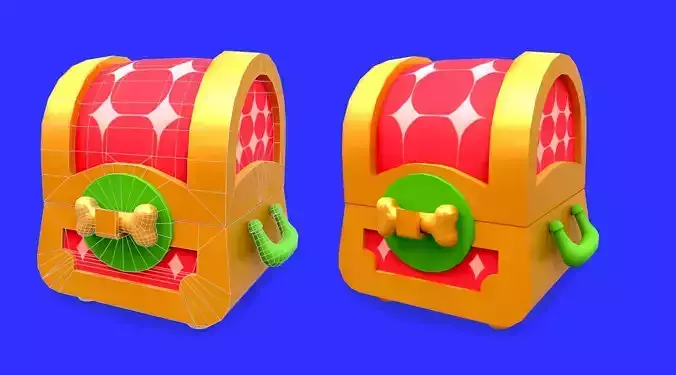 GameReady Stylized  Golden Chest Low-poly 3D model