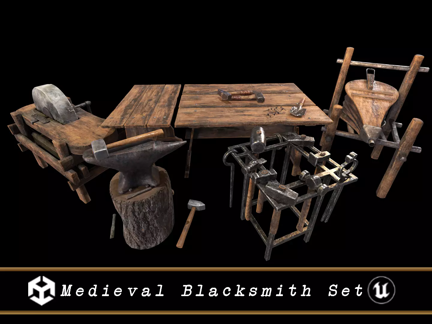 Medieval Blacksmith Set 3D Model Collection_0