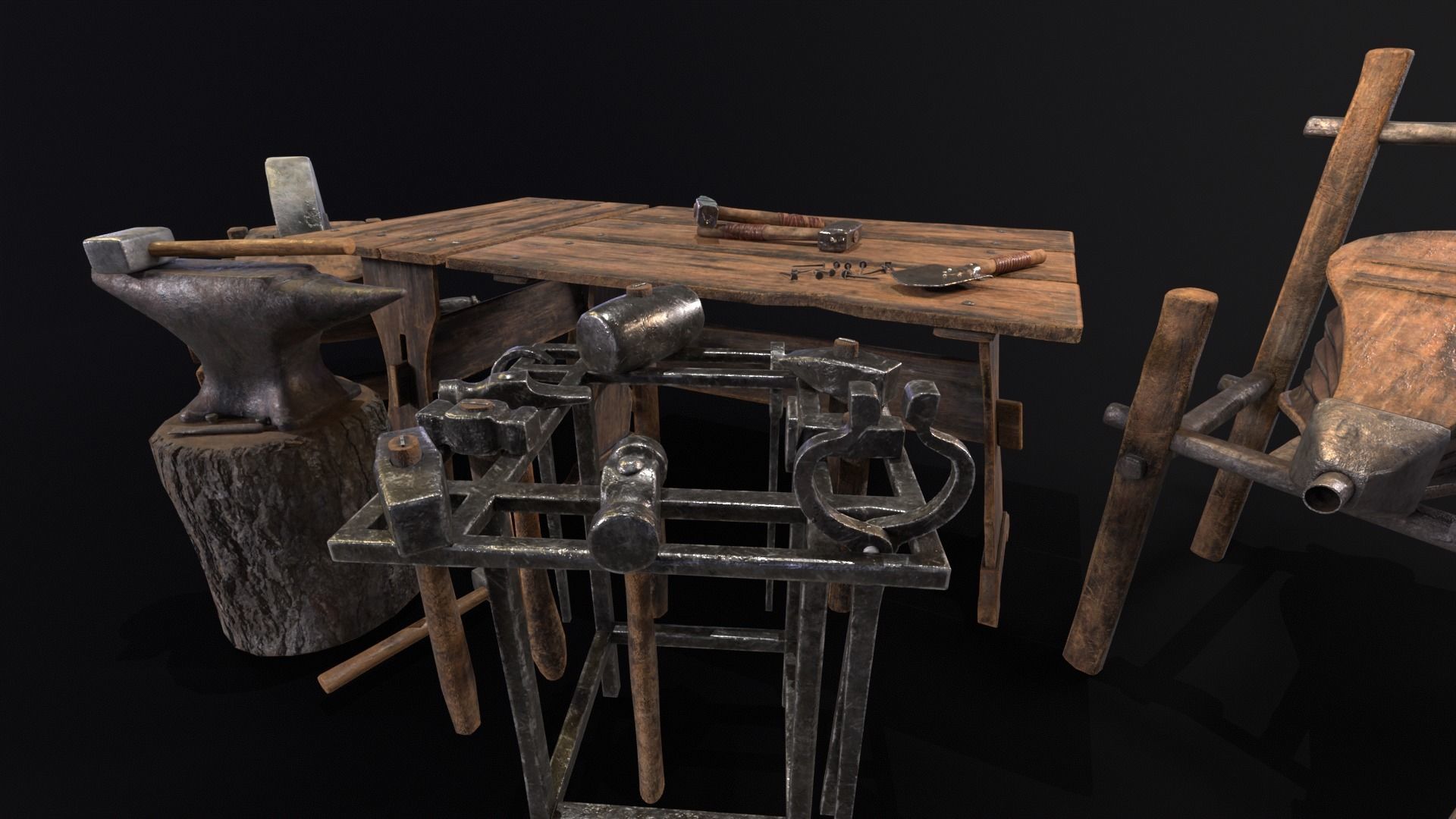 Medieval Blacksmith Set 3D Model Collection_25