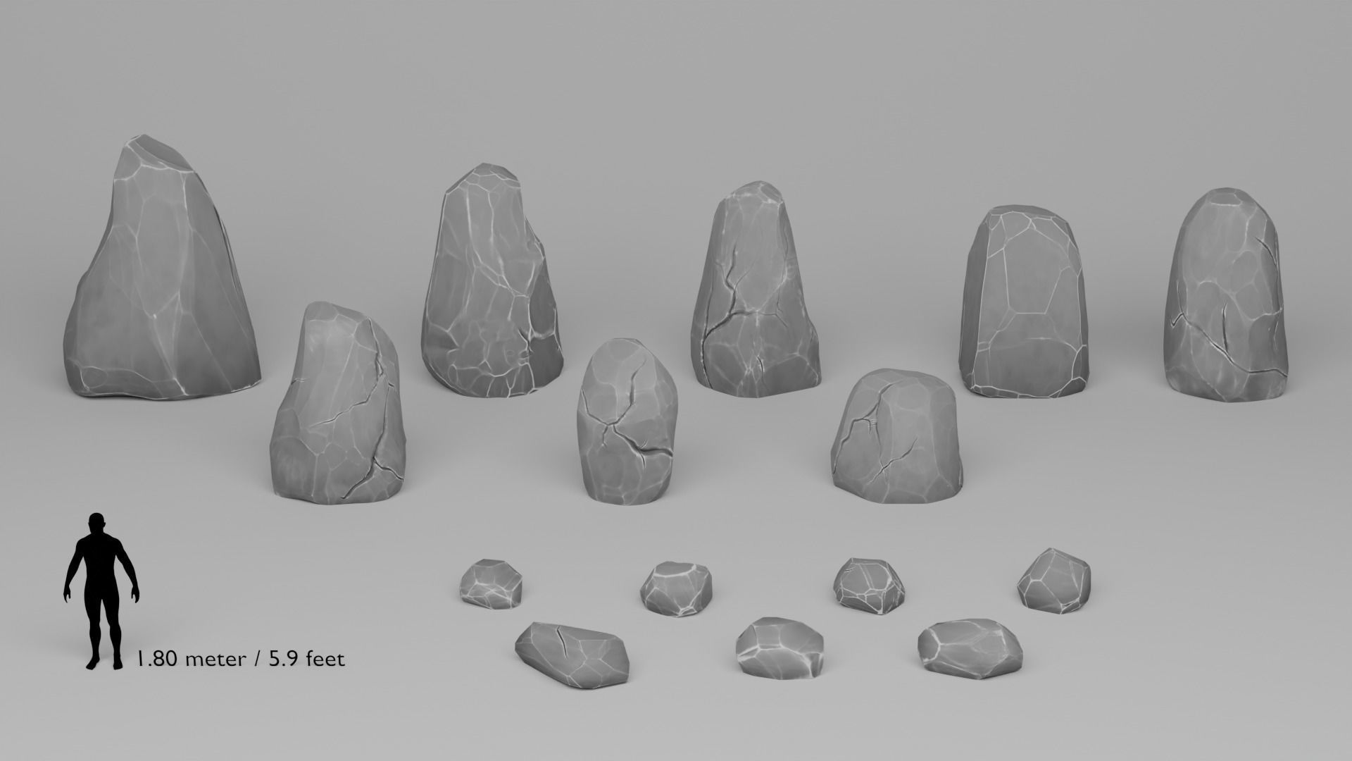 Stylized Stones And Boulders Low-poly 3D model_8
