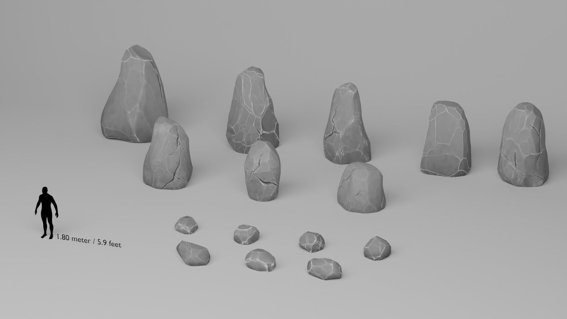 Stylized Stones And Boulders Low-poly 3D model_9