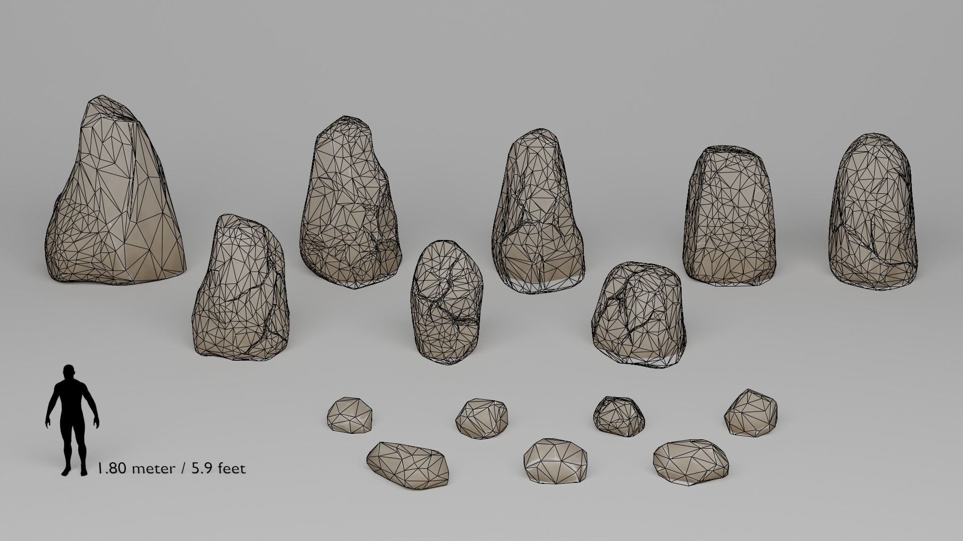 Stylized Stones And Boulders Low-poly 3D model_12