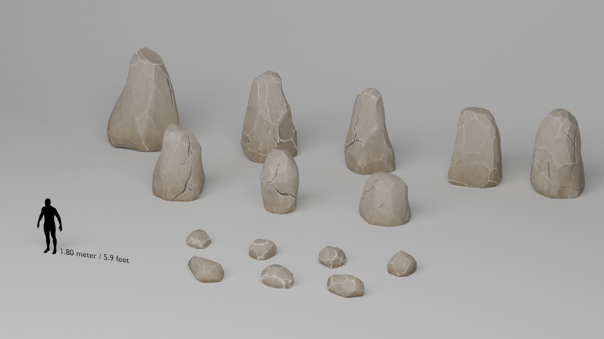 Stylized Stones And Boulders Low-poly 3D model_11