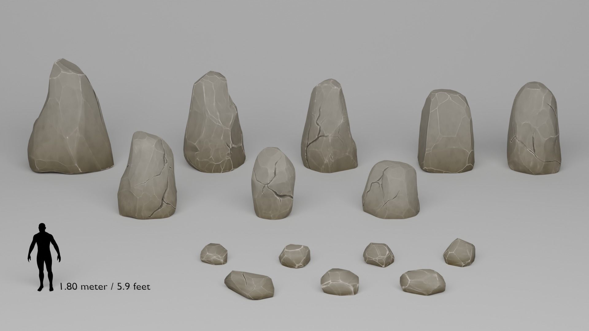 Stylized Stones And Boulders Low-poly 3D model_6