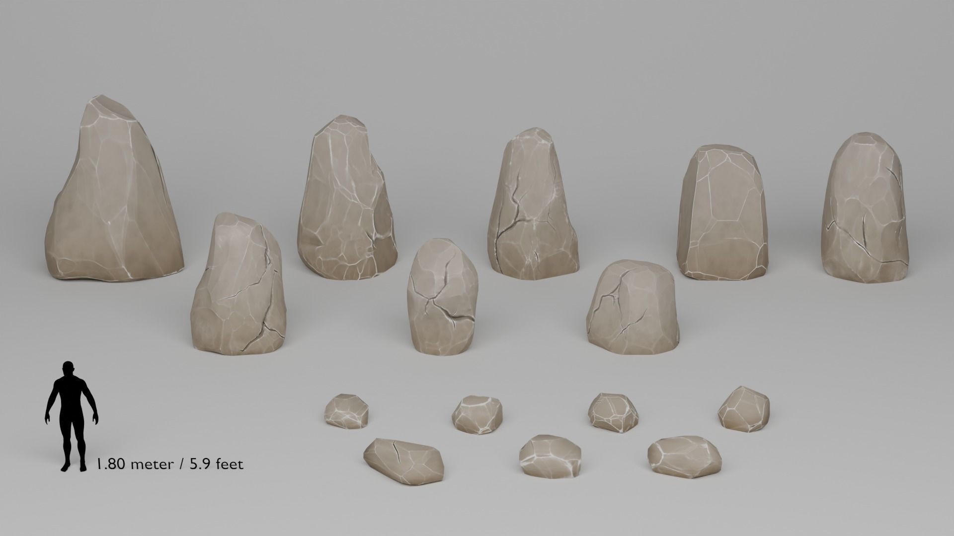 Stylized Stones And Boulders Low-poly 3D model_10