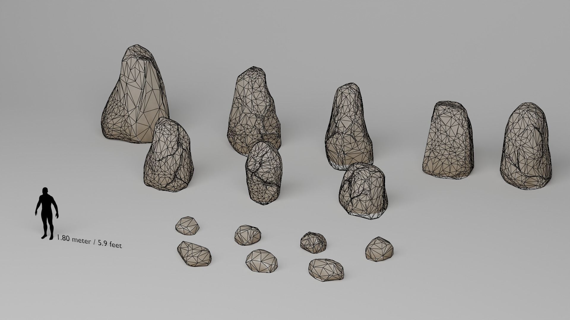 Stylized Stones And Boulders Low-poly 3D model_13