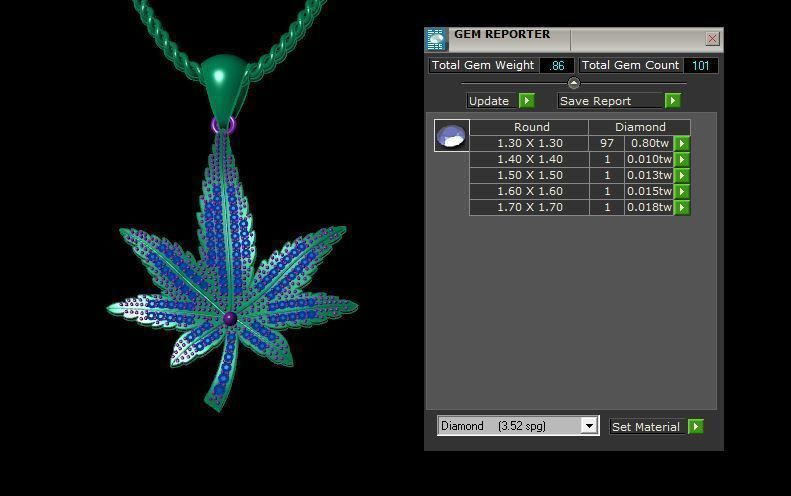 Marijuana Leaf Diamond Pendants 3D print model_6