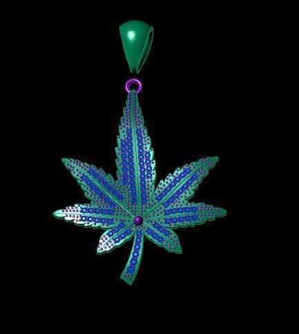 Marijuana Leaf Diamond Pendants 3D print model_4