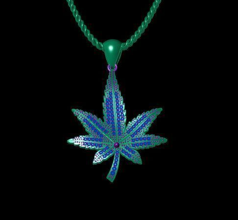 Marijuana Leaf Diamond Pendants 3D print model_2
