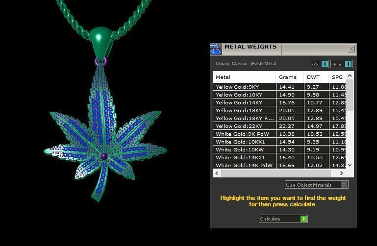 Marijuana Leaf Diamond Pendants 3D print model_7