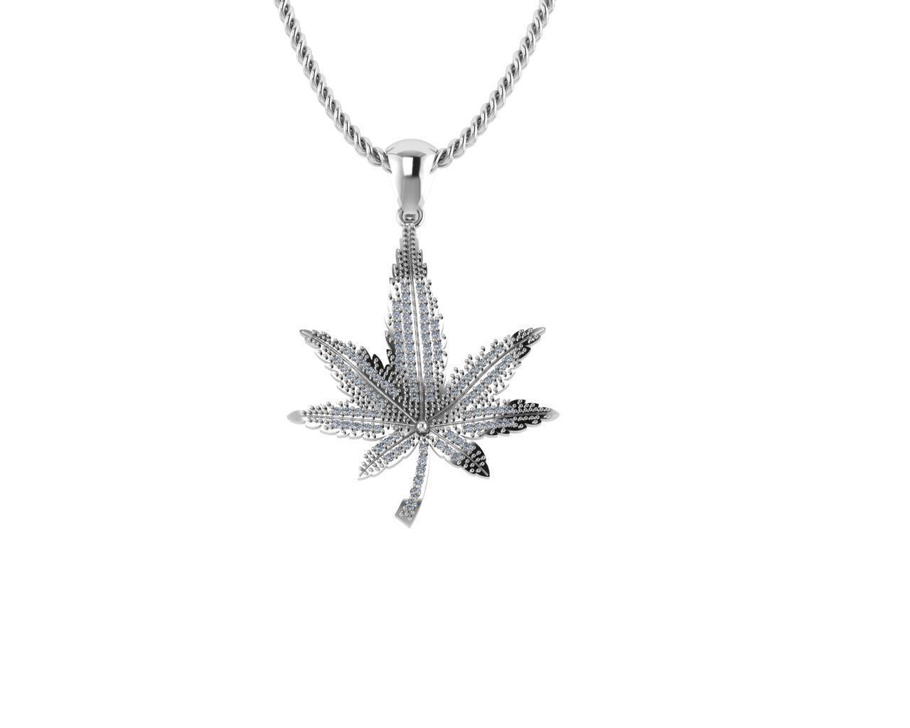 Marijuana Leaf Diamond Pendants 3D print model_1
