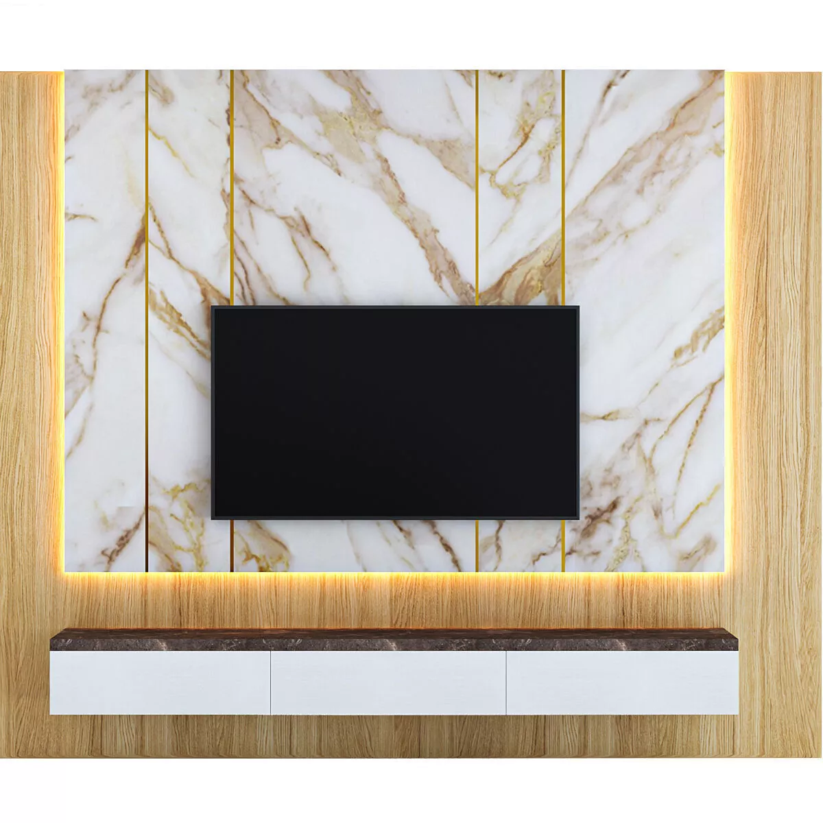 TV wall set 01 3D model