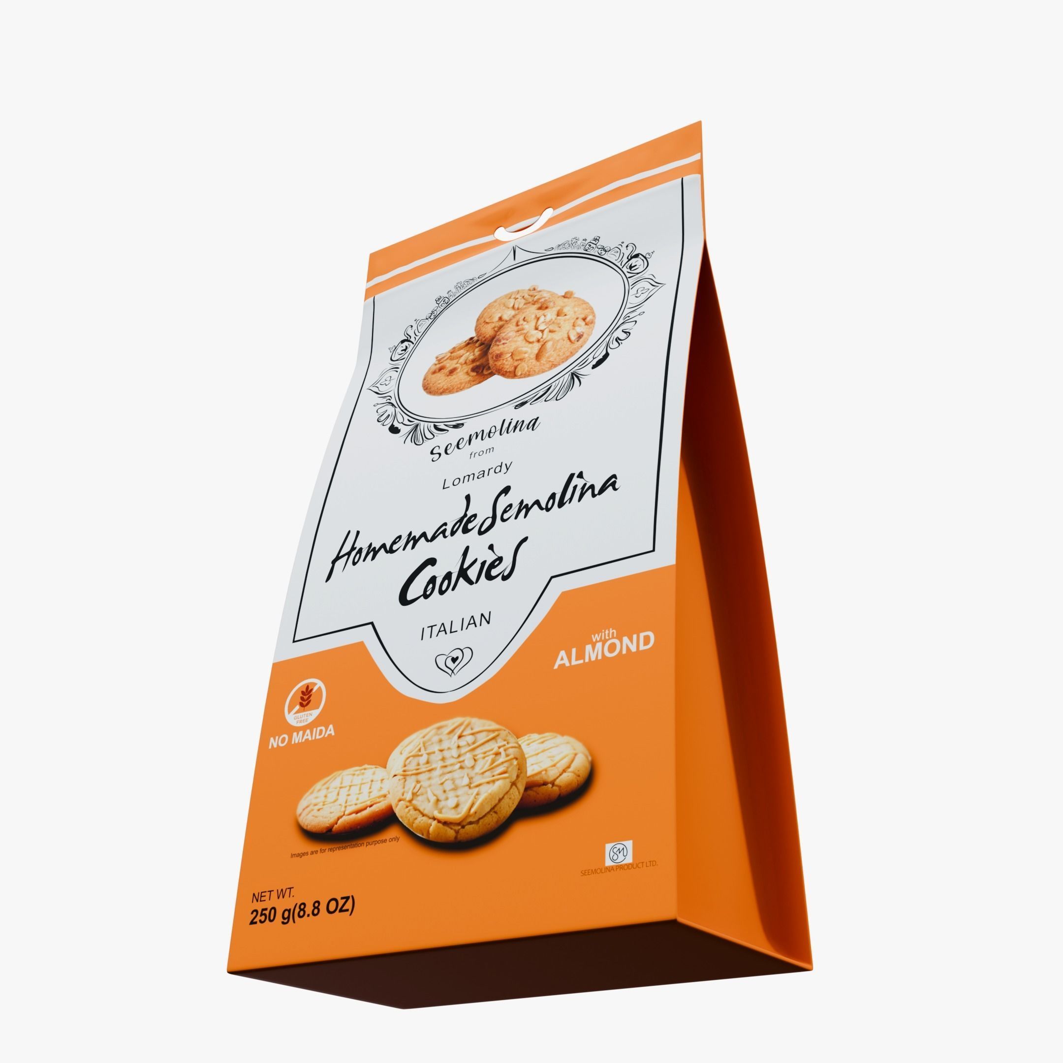 Semolina Cookies resealable plastic bag Low-poly 3D model_3