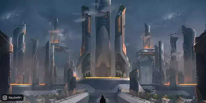 Future City - Futuristic Building Assets Blender 3D Kitbash Pack 3D model 4