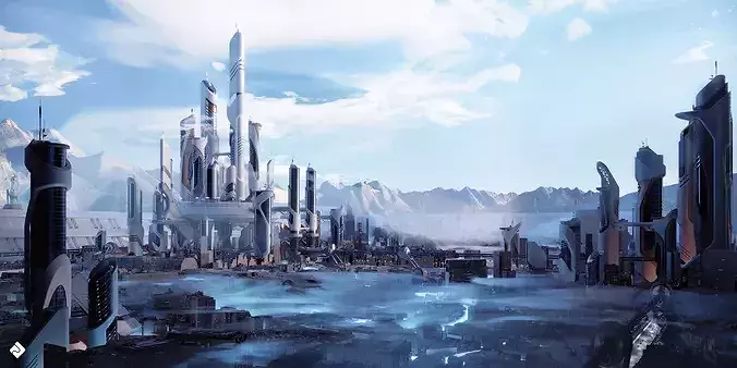 Future City - Futuristic Building Assets Blender 3D Kitbash Pack 3D model 2