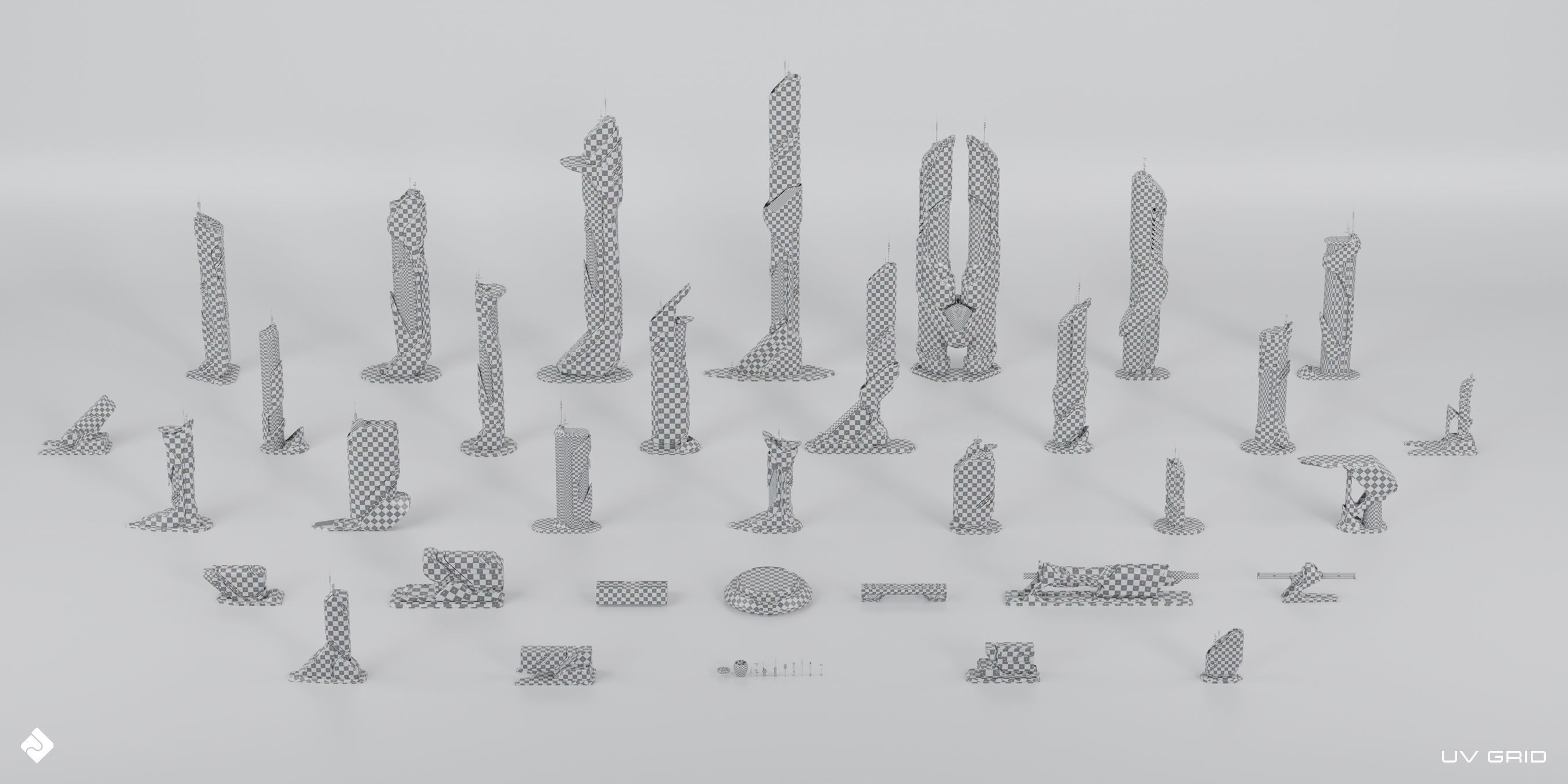 Future City - Futuristic Building Assets Blender 3D Kitbash Pack 3D model_7