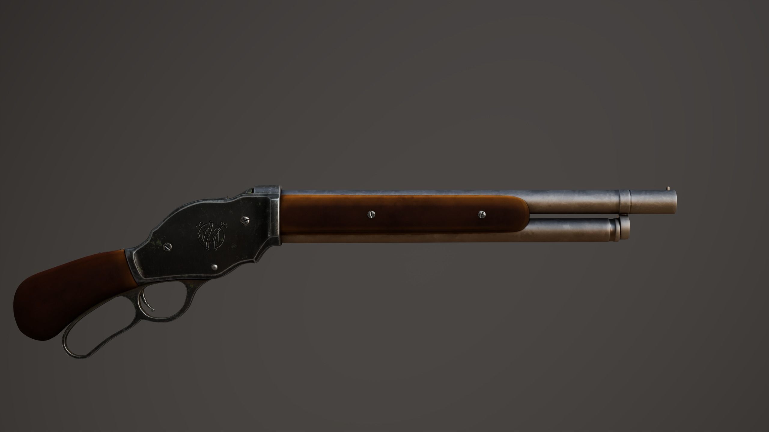 Winchester Model 1887 Shortened Low-poly 3D model_6