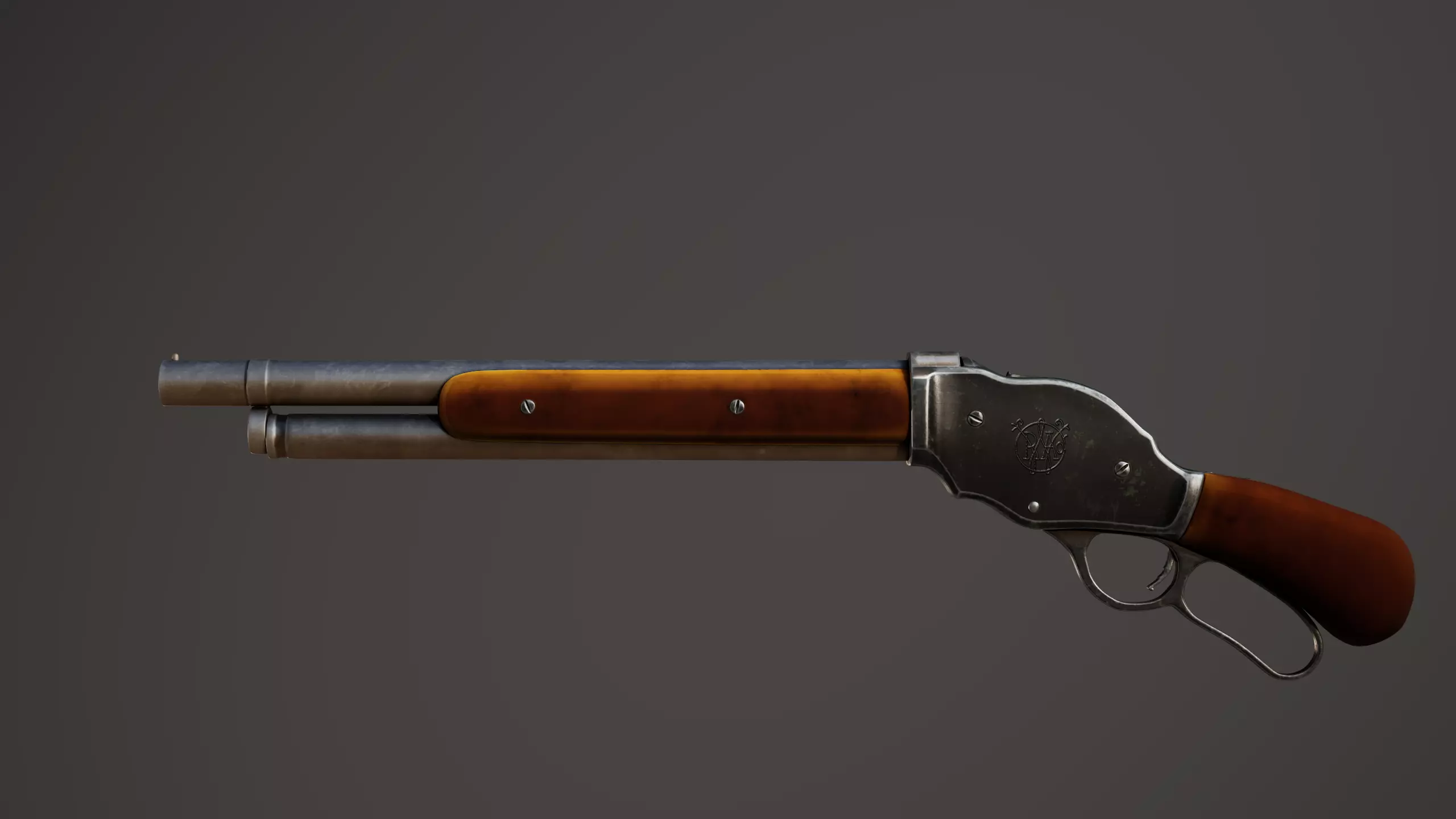 Winchester Model 1887 Shortened Low-poly 3D model_0