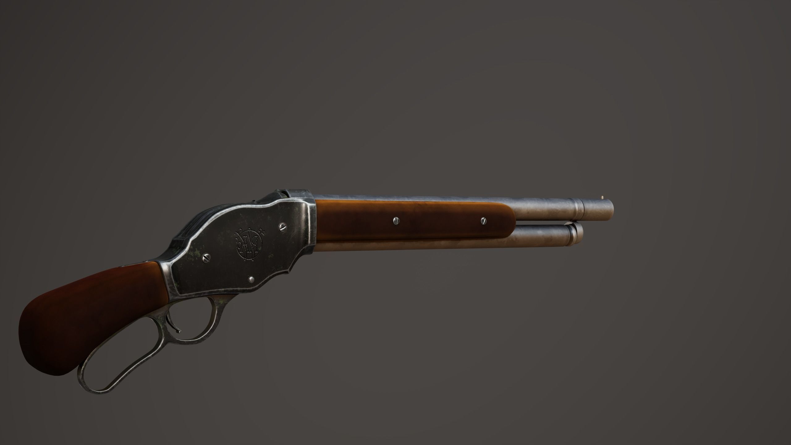 Winchester Model 1887 Shortened Low-poly 3D model_7