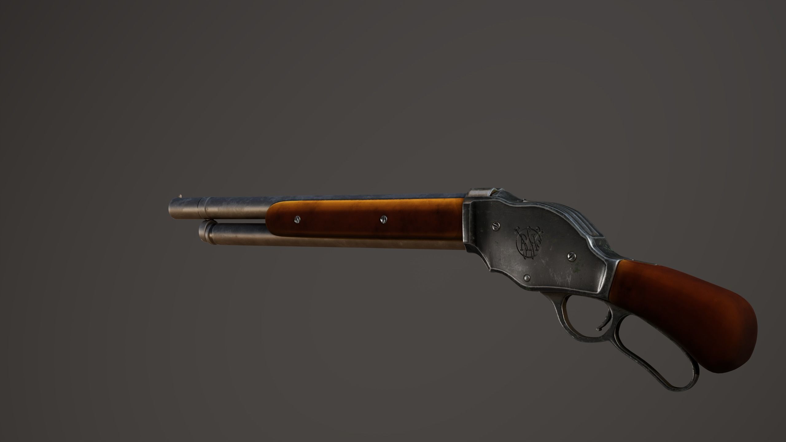 Winchester Model 1887 Shortened Low-poly 3D model_10