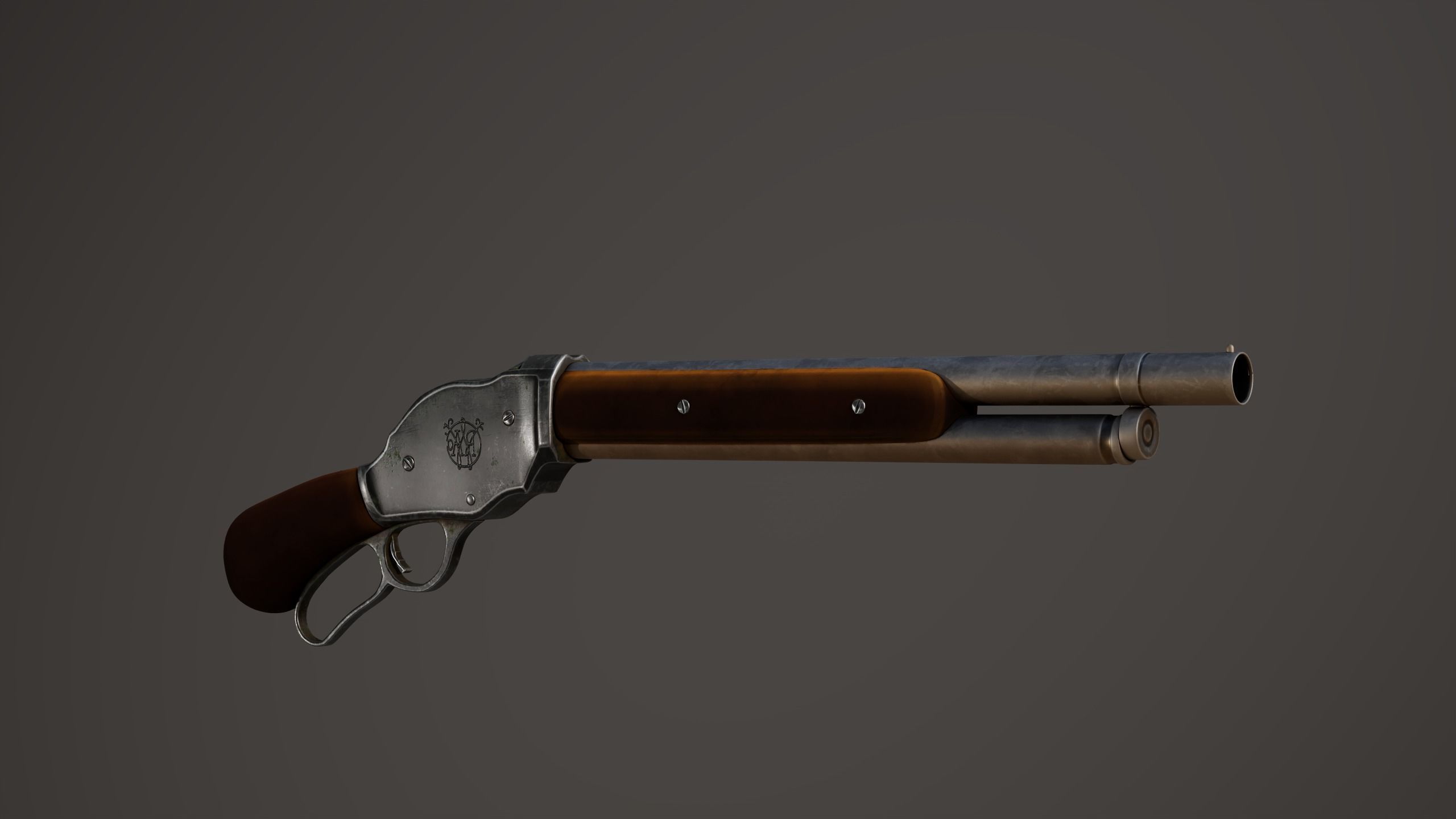 Winchester Model 1887 Shortened Low-poly 3D model_5