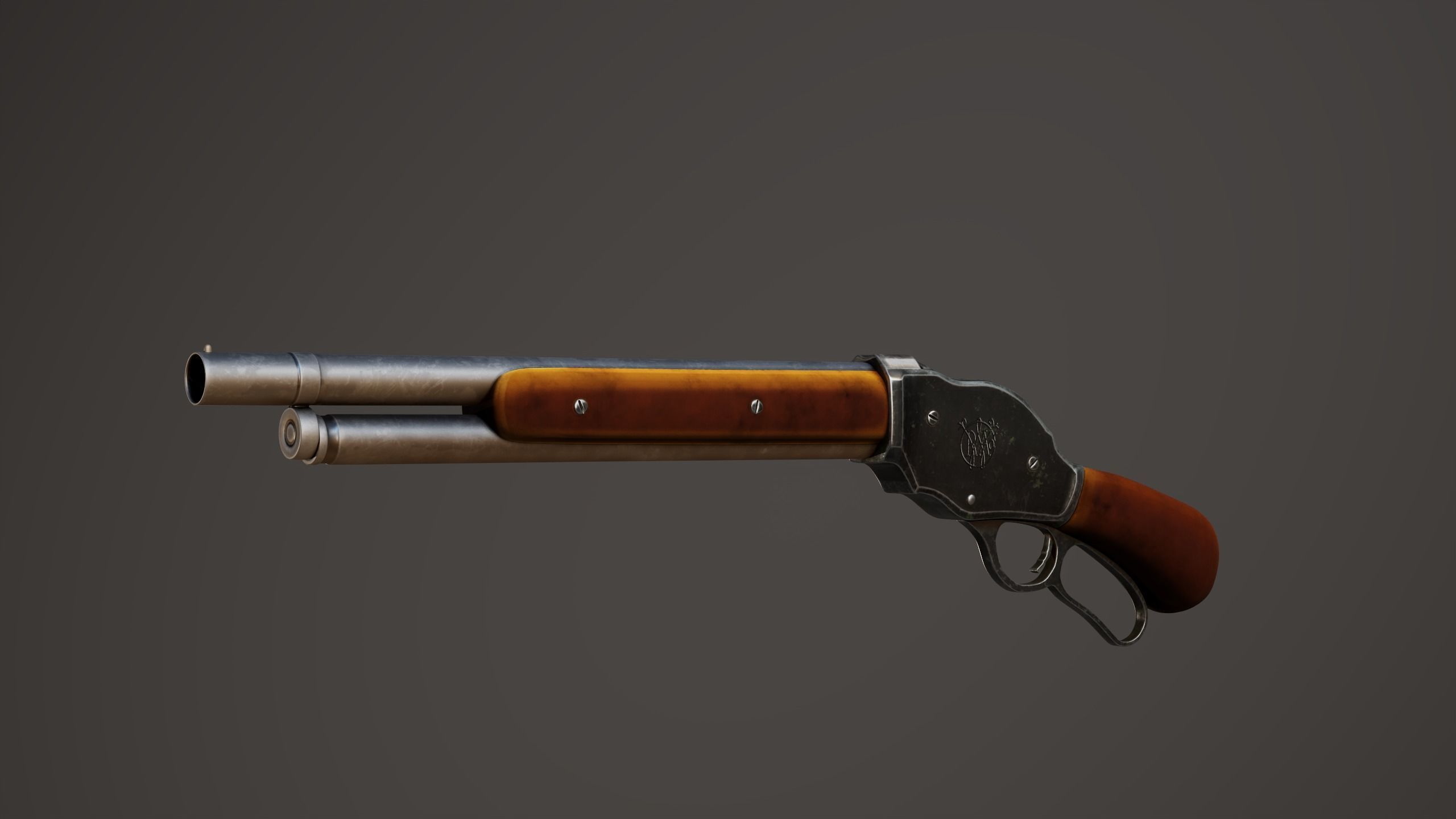 Winchester Model 1887 Shortened Low-poly 3D model_2