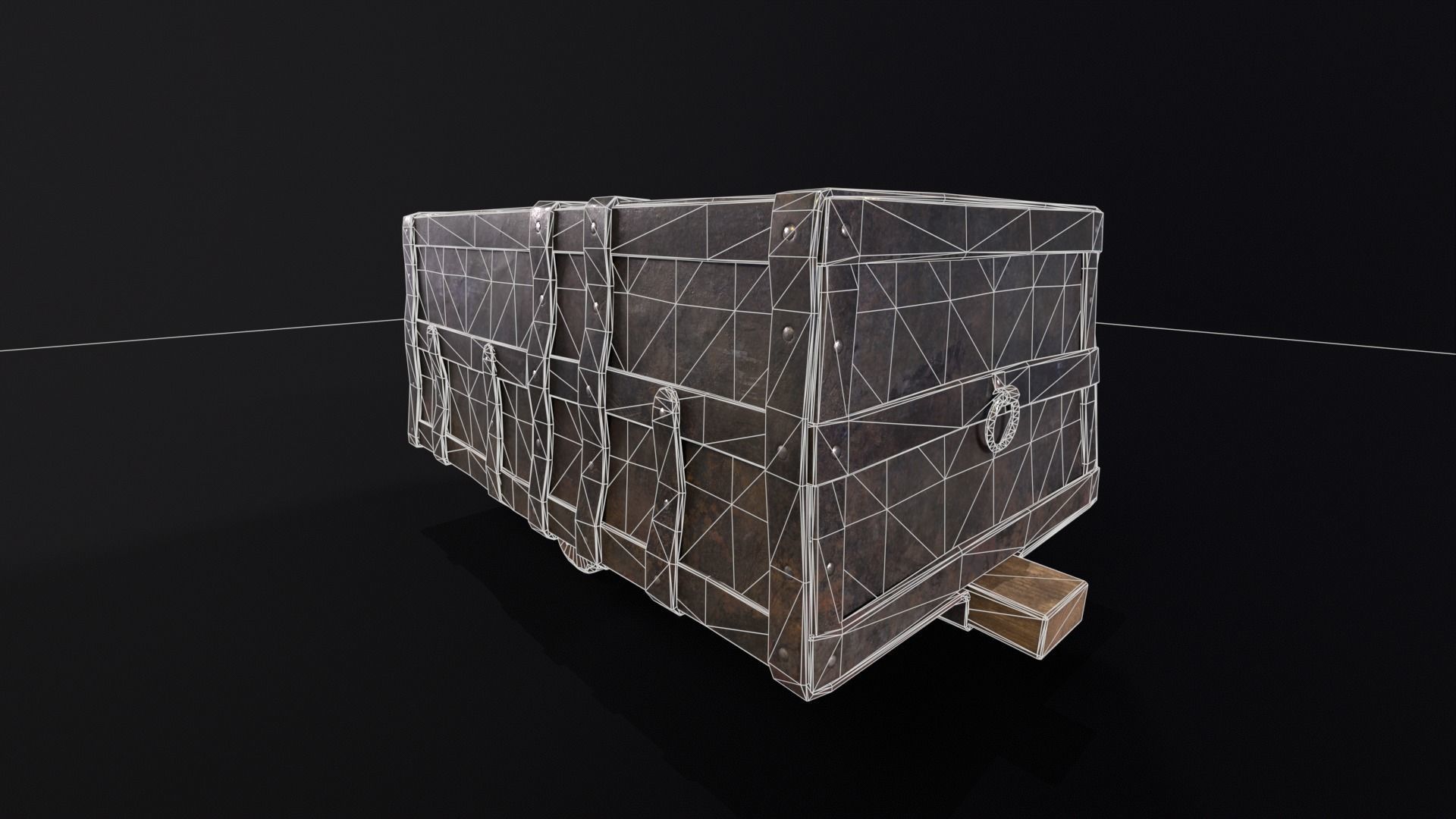 Old Mine Cart Low-poly 3D model_3