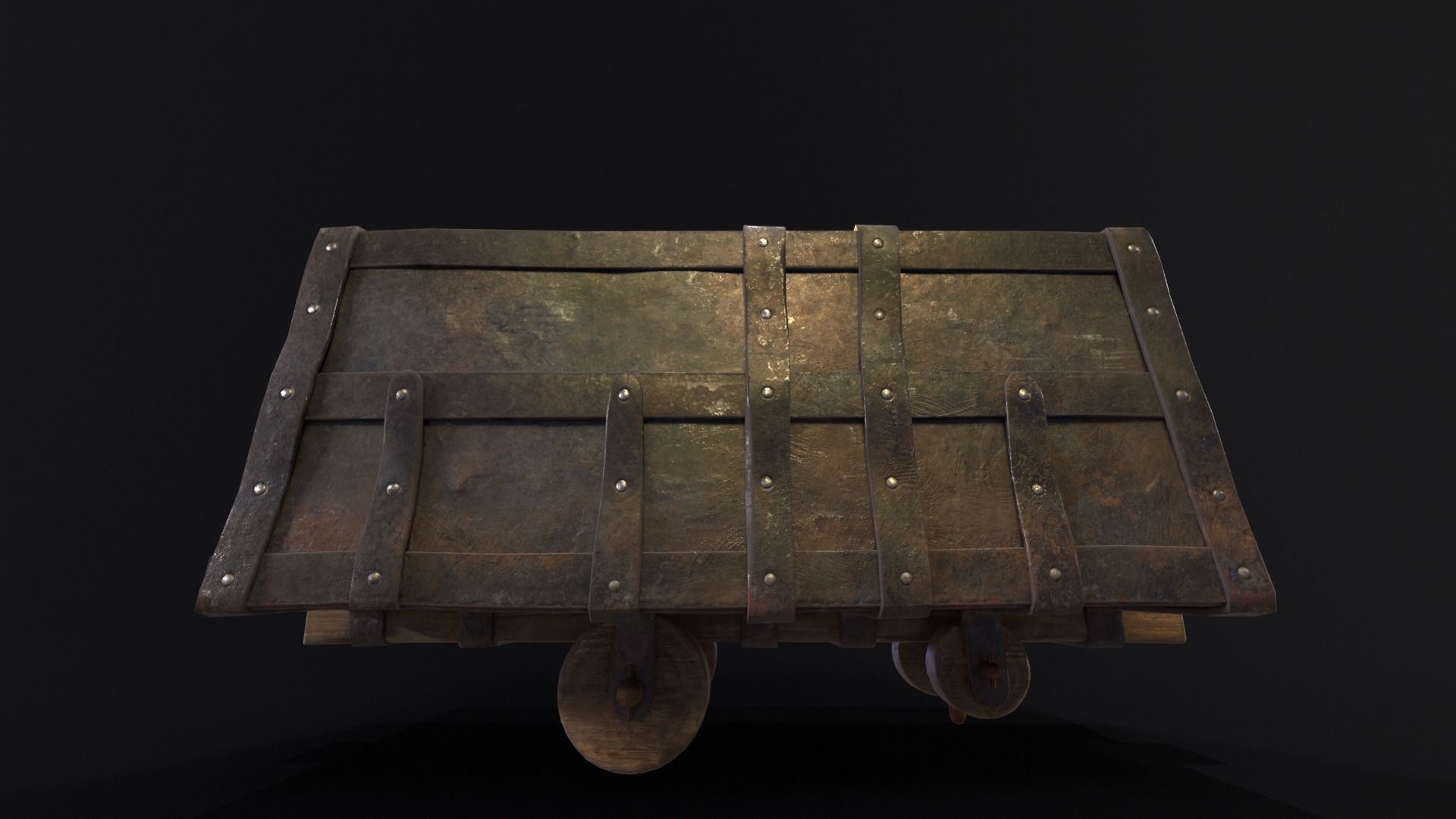 Old Mine Cart Low-poly 3D model_6
