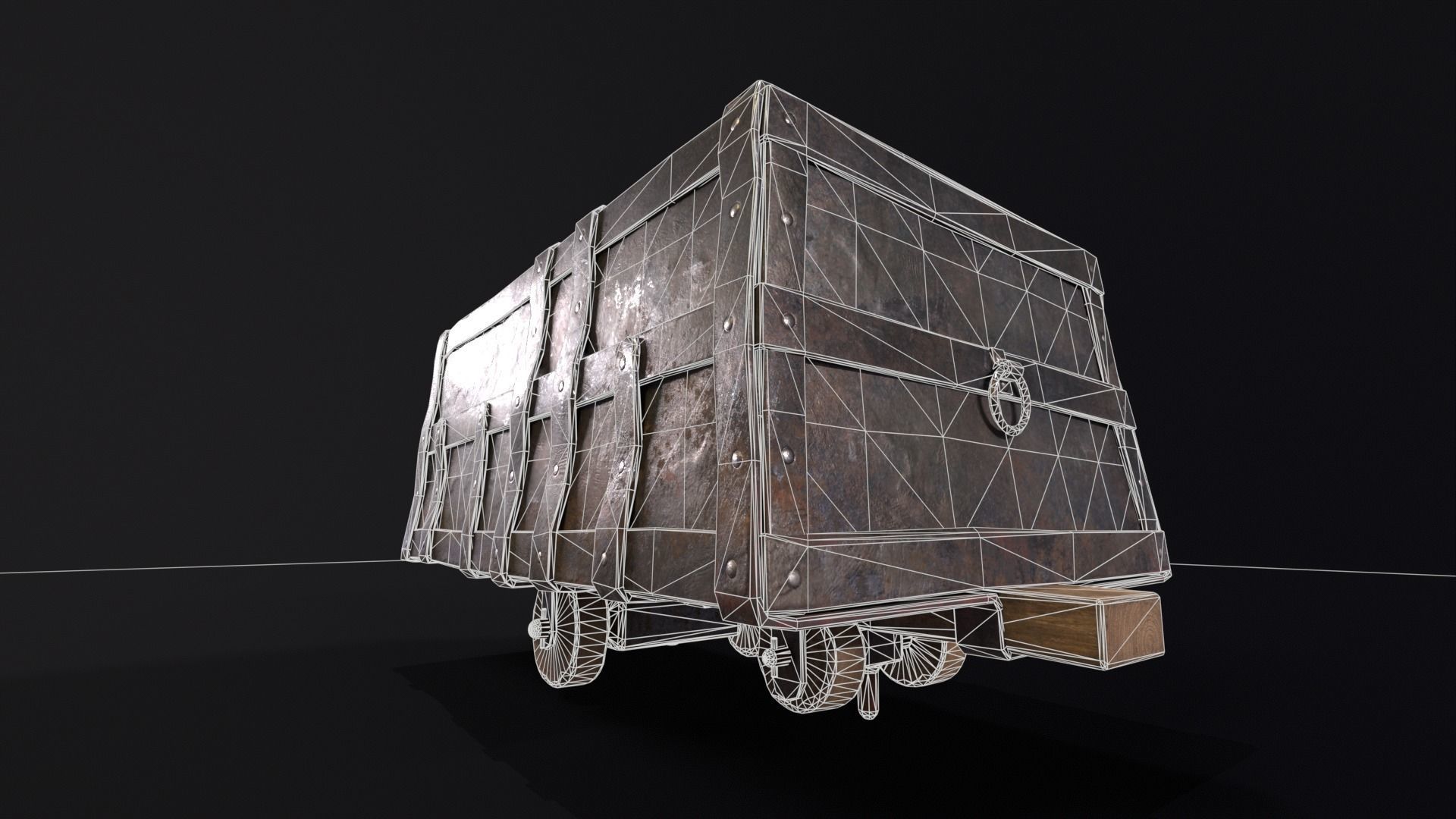 Old Mine Cart Low-poly 3D model_5