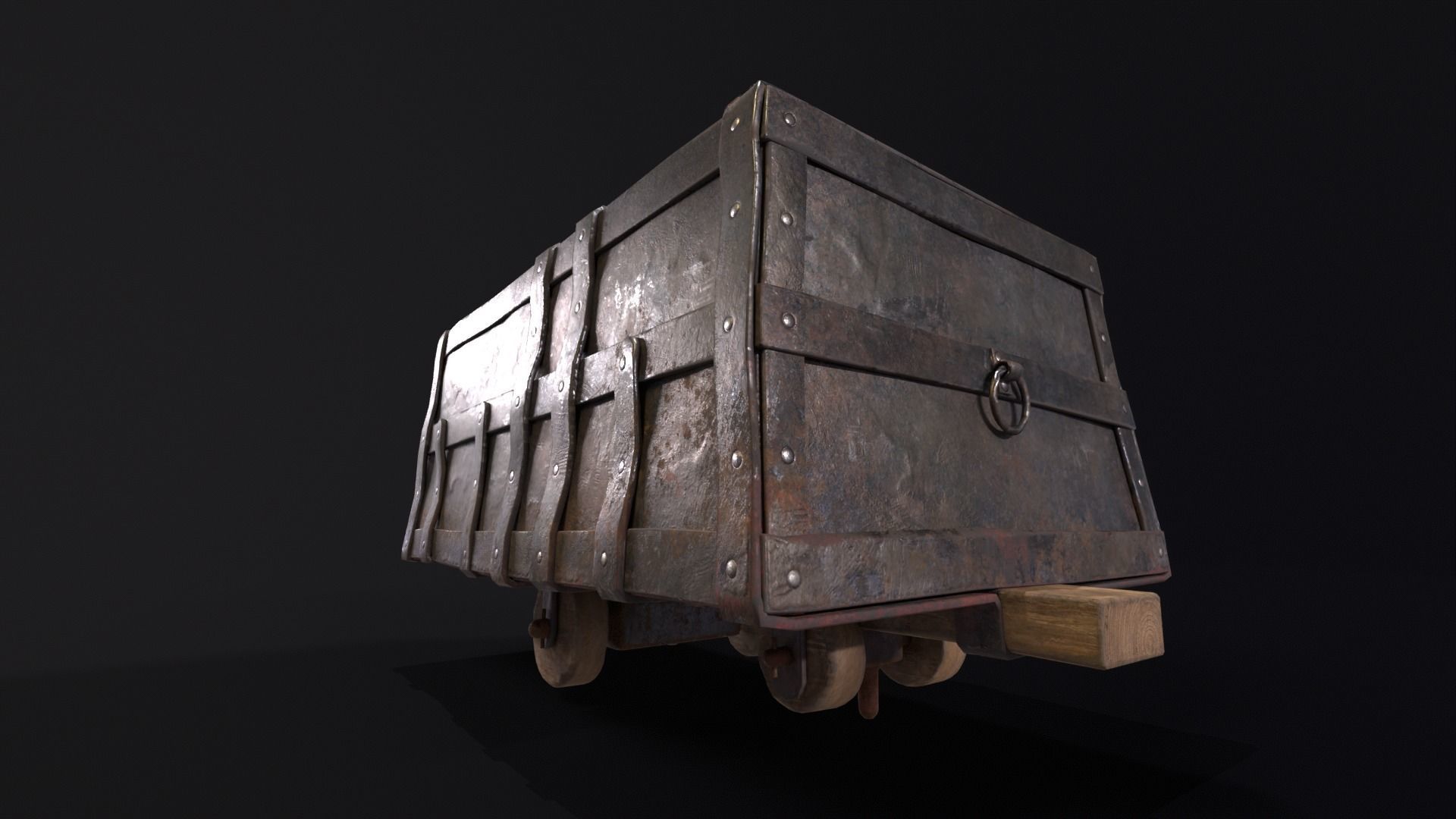Old Mine Cart Low-poly 3D model_4