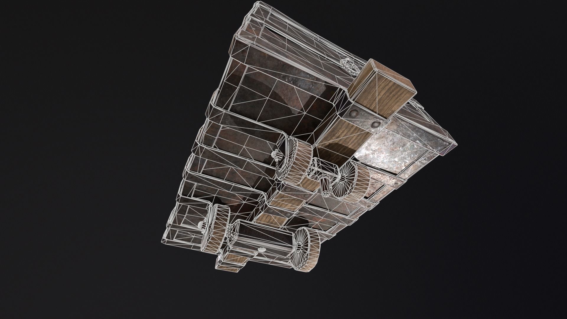 Old Mine Cart Low-poly 3D model_21