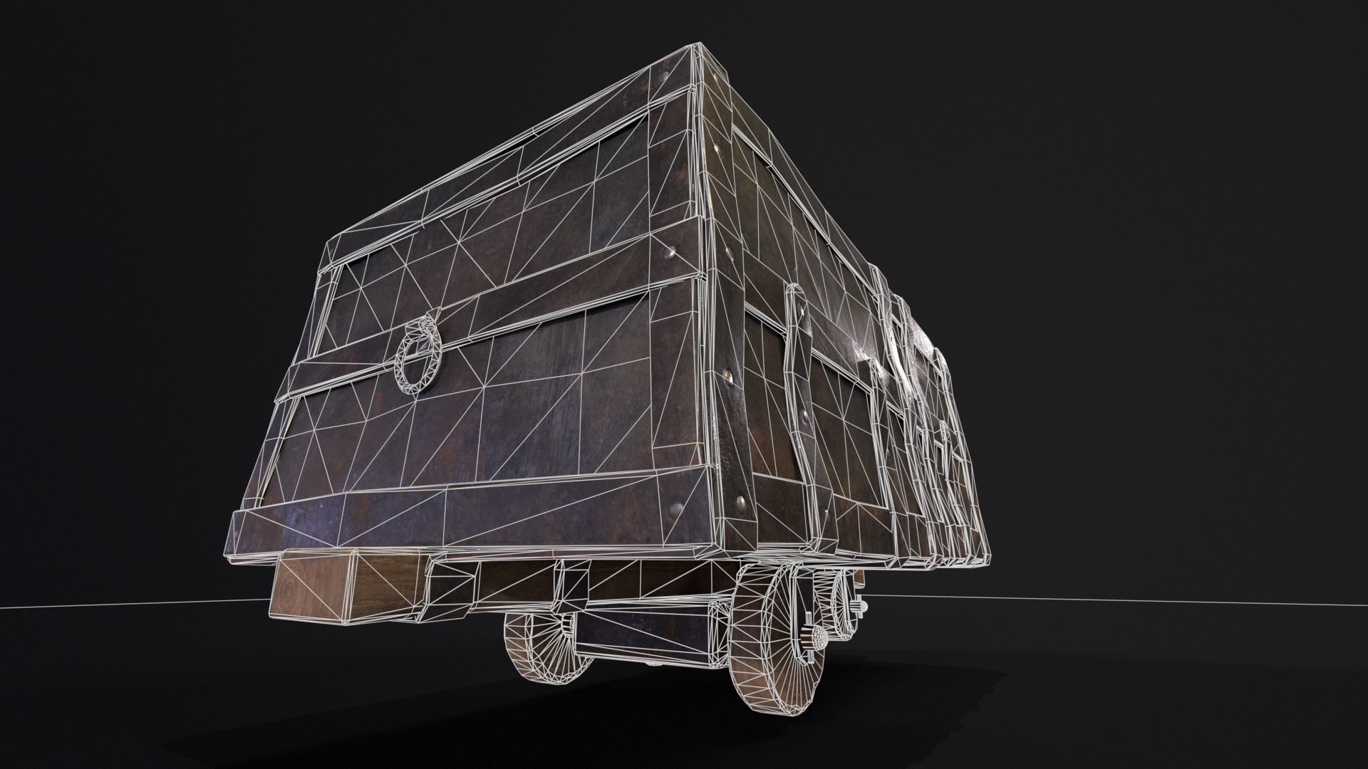 Old Mine Cart Low-poly 3D model_9