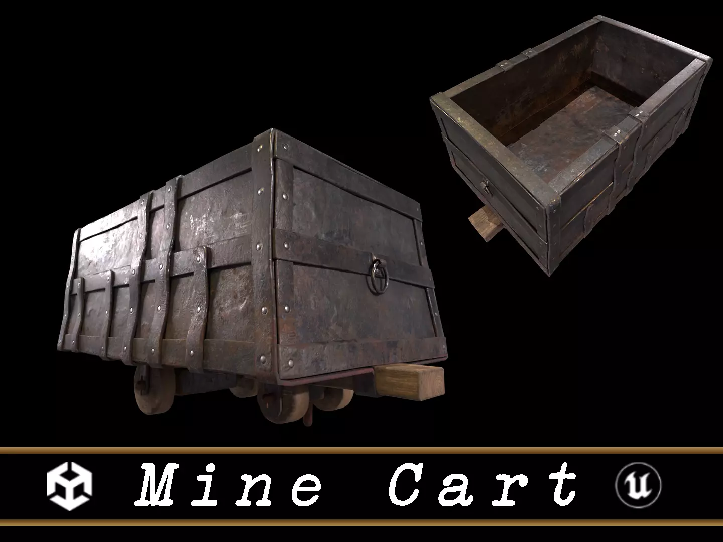 Old Mine Cart Low-poly 3D model_0