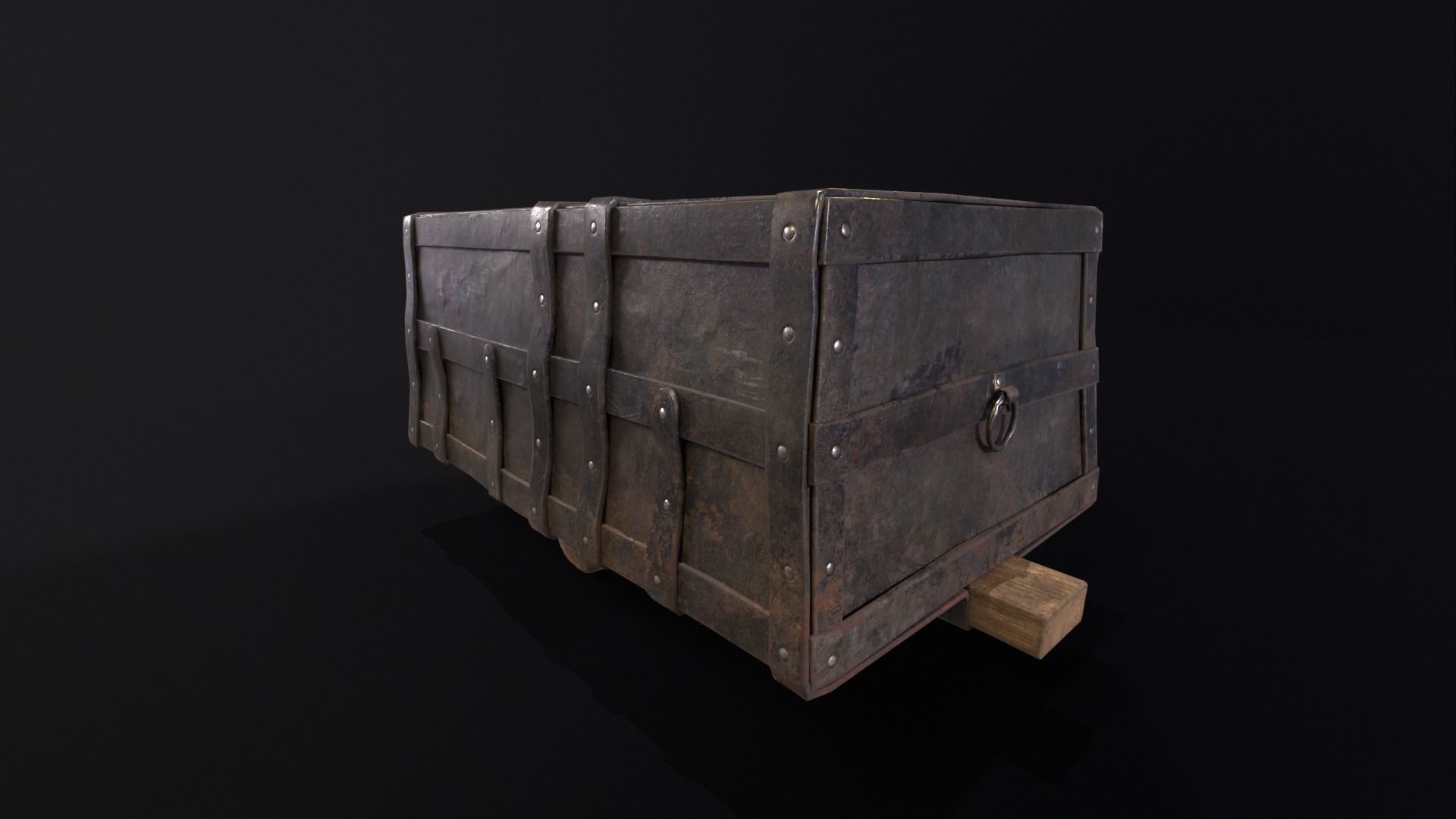 Old Mine Cart Low-poly 3D model_2