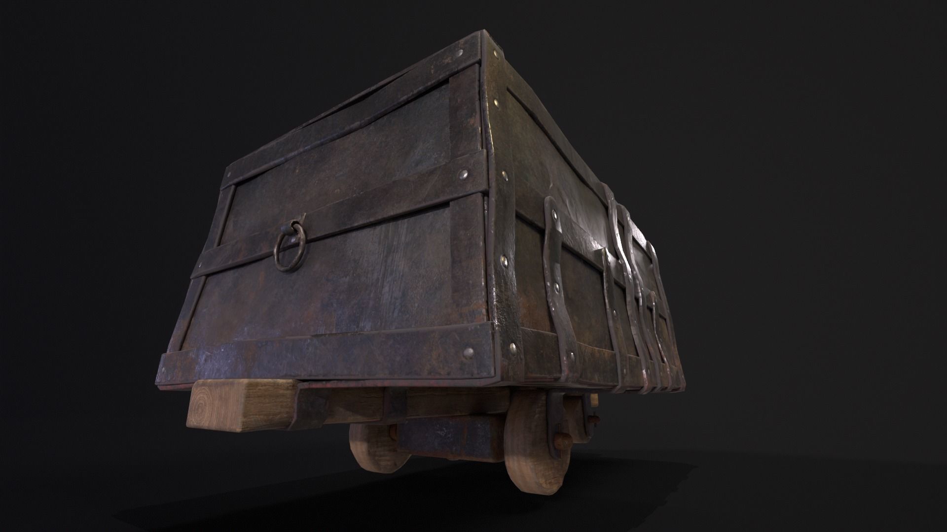 Old Mine Cart Low-poly 3D model_8