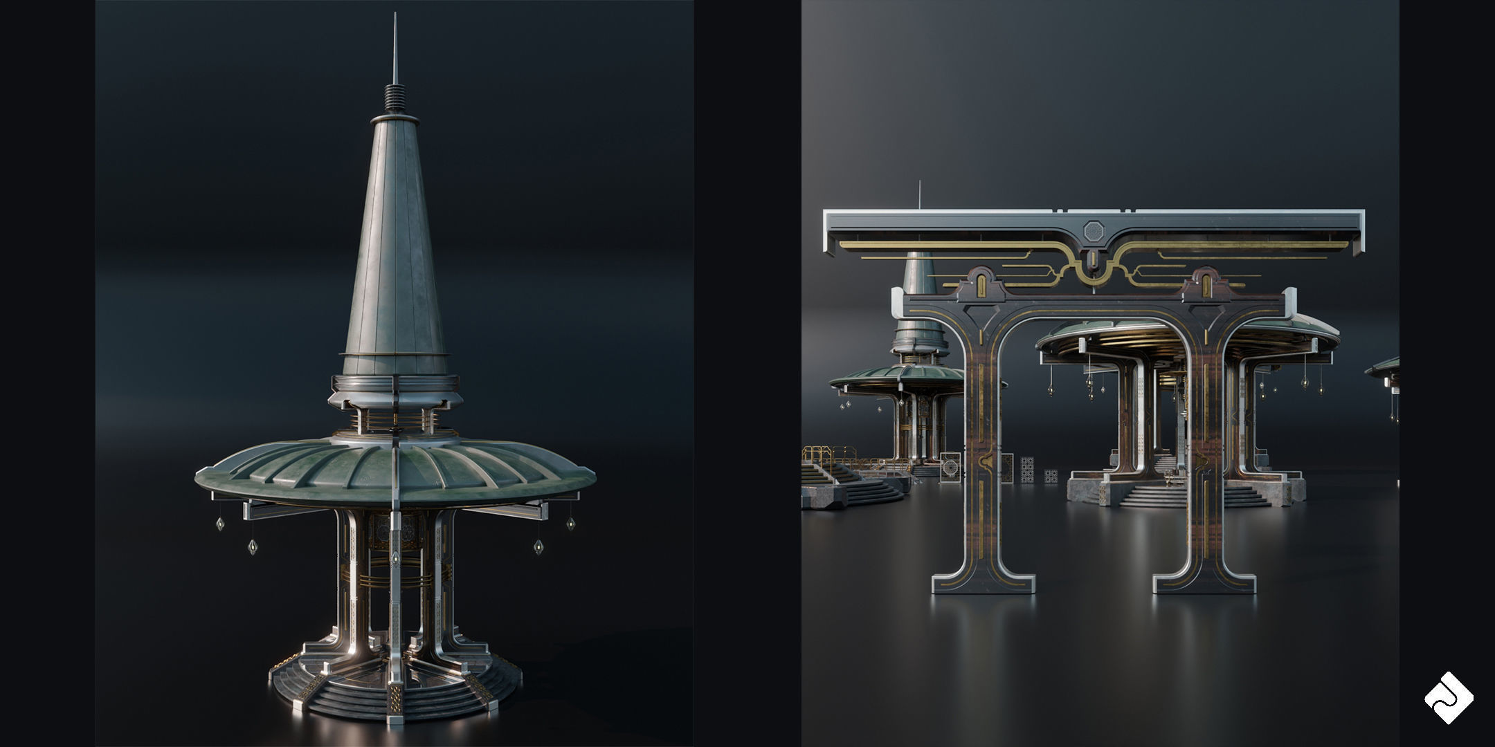 Sacred Temples - Asian Building Assets Blender 3D Kitbash Pack 3D model_16