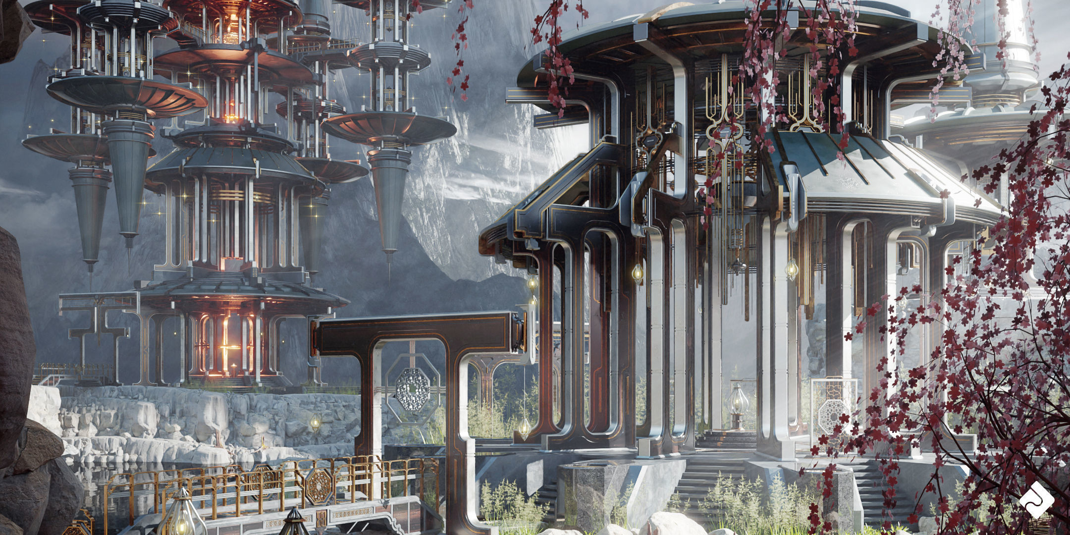 Sacred Temples - Asian Building Assets Blender 3D Kitbash Pack 3D model_1