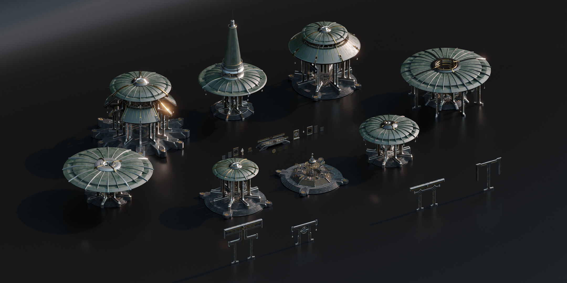 Sacred Temples - Asian Building Assets Blender 3D Kitbash Pack 3D model_9