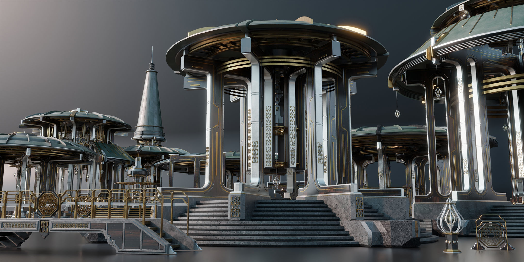 Sacred Temples - Asian Building Assets Blender 3D Kitbash Pack 3D model_13