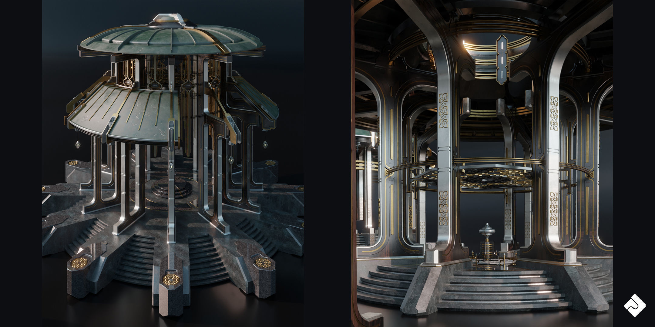 Sacred Temples - Asian Building Assets Blender 3D Kitbash Pack 3D model_10