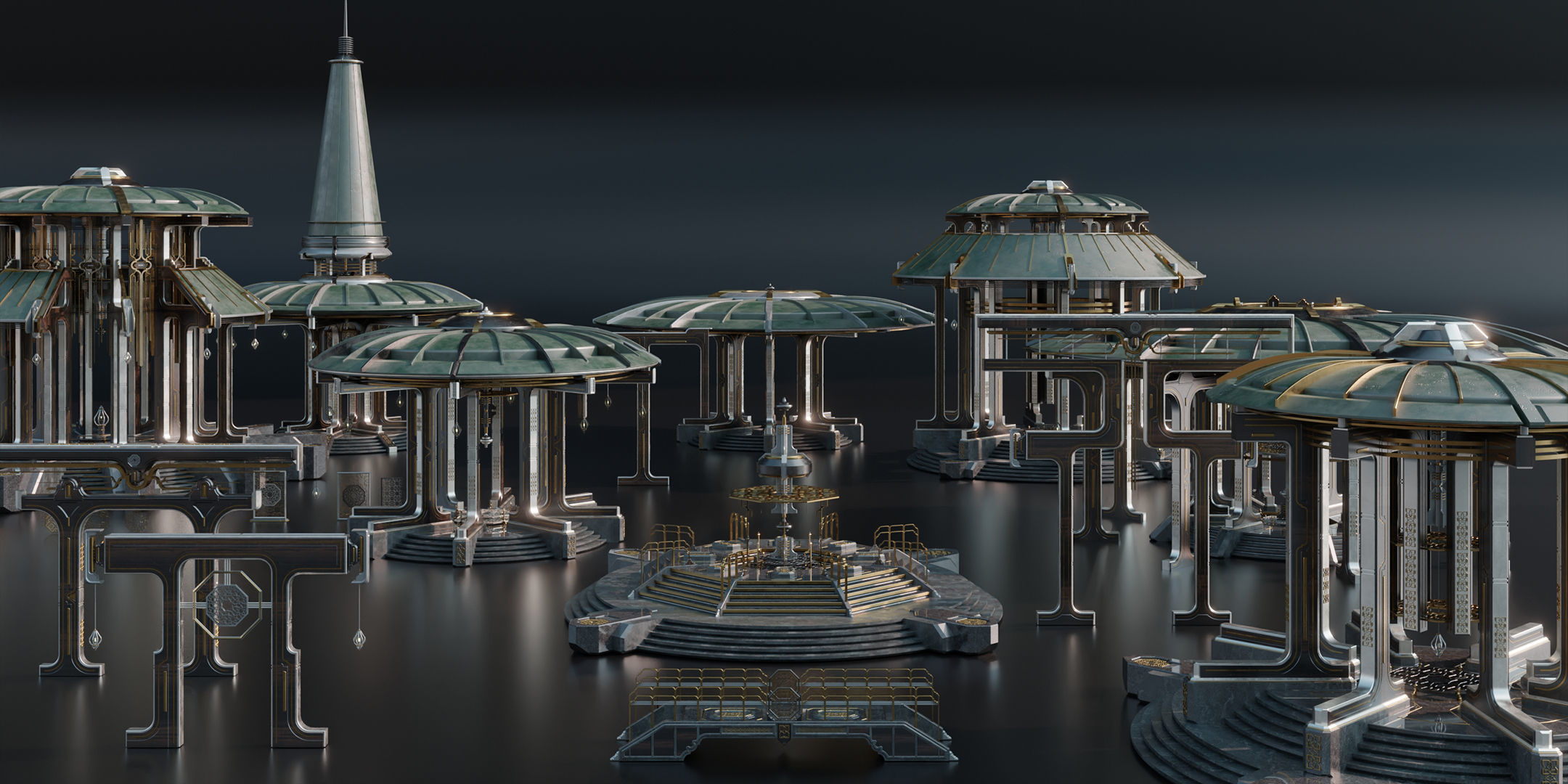 Sacred Temples - Asian Building Assets Blender 3D Kitbash Pack 3D model_7