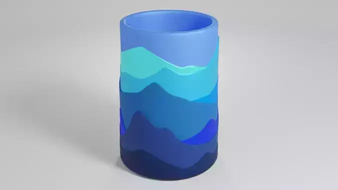 Pen pencil holder Vase Mountains silhouette Decoration 3D print model